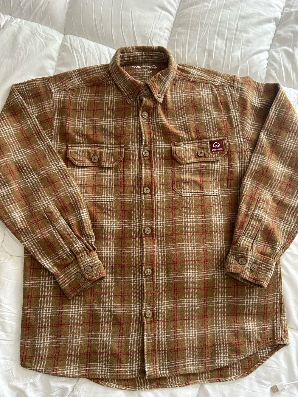 Wolverine Brown Plaid Button-Down Flannel Shirt